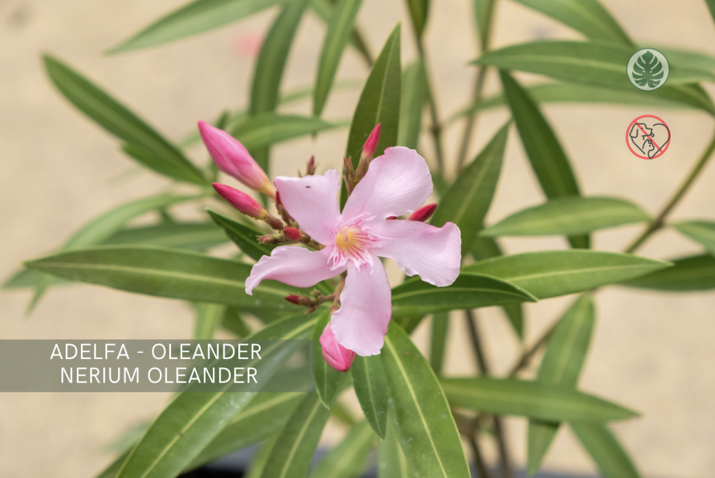 Adelfa (Oleander) (Nerium oleander) – Tóxica para mascotas